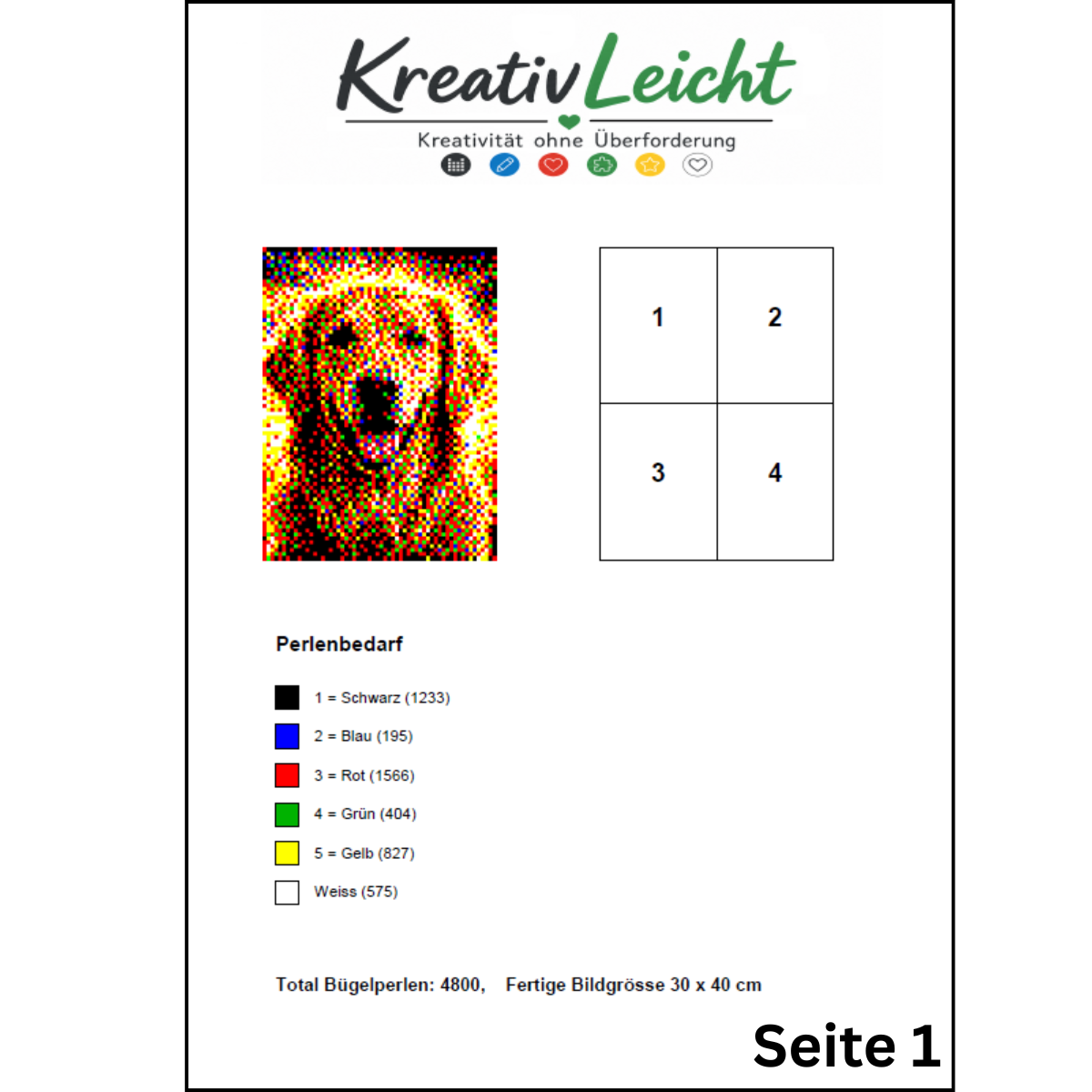 Bügelperlen-Kunstwerk – ⬇️ PDF